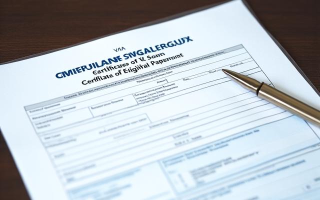 Close-up view of VA loan documents and a Certificate of Eligibility (COE) on a desk, symbolizing official benefits.