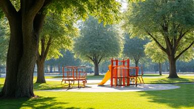 Photo of a leafy community park, symbolizing family-friendly areas.