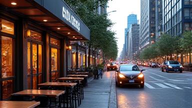 Image showing a trendy cafe and bookstore in an urban setting, symbolizing growth and walkability.