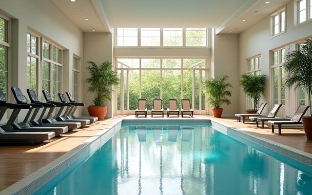 Image of a luxurious active adult fitness center at Oakhaven Resort.